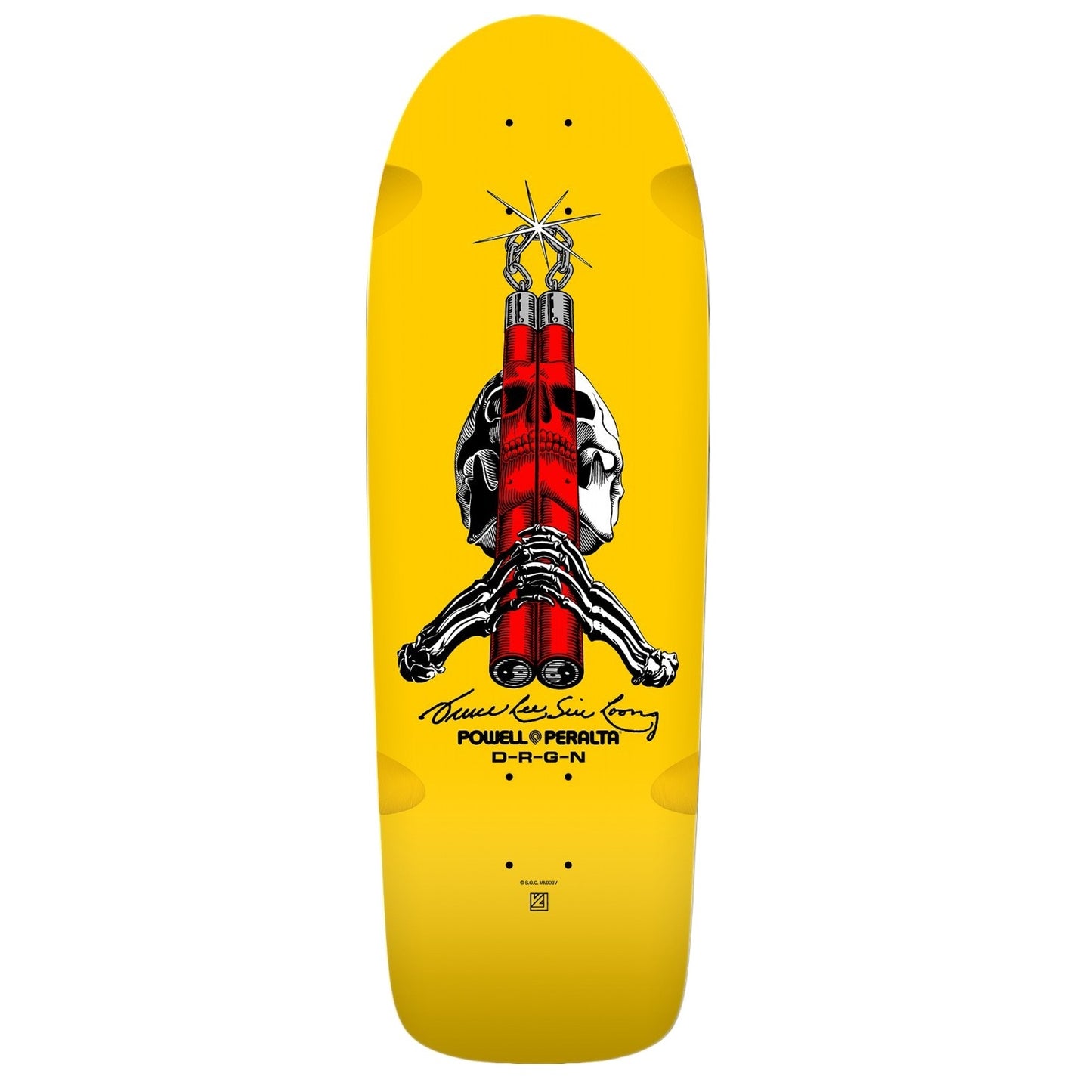 Powell Peralta Skull & Nunchucks Bruce Lee Collab Skateboard Deck Yellow 10"