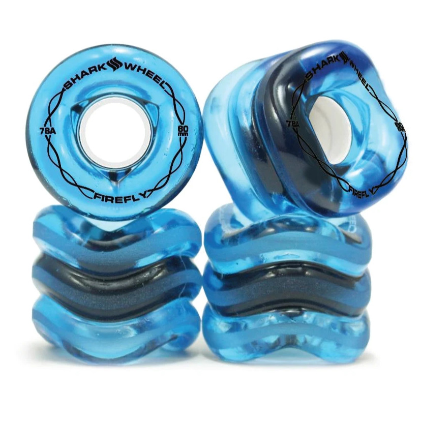 Rodas Shark Wheel Firefly Azul Transparente com Luzes Azuis 60mm 78A