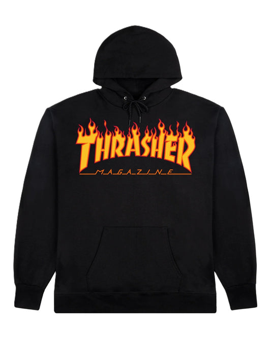 Sweat Hood Thrasher Flame Logo Black