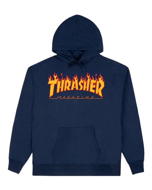 Sweat Hood Thrasher Flame Logo Dark Blue