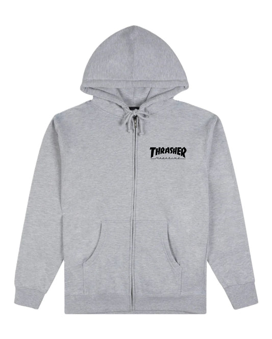 Sweat Hood Zip Thrasher Logo Gray