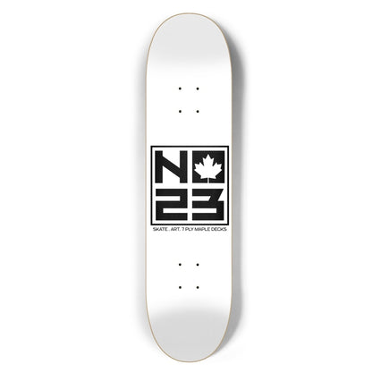 NO23 7Ply Maple Logo White Kids Skateboard Deck 7.25"
