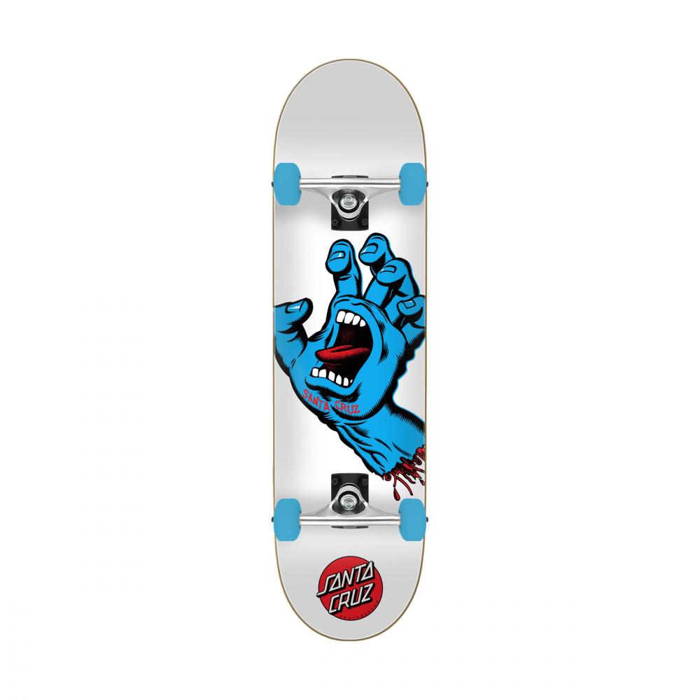 Santa Cruz Screaming Hand White/Blue Skateboard Complete 8.25"