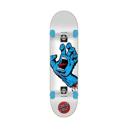 Santa Cruz Screaming Hand White/Blue Skateboard Complete 8.25"