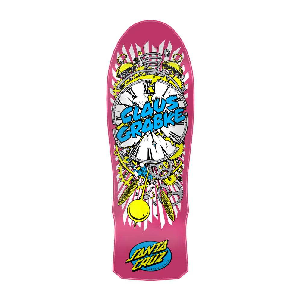 Santa Cruz Grabke Exploding Clock Neon Pink Reissue Skateboard Deck 10.04"