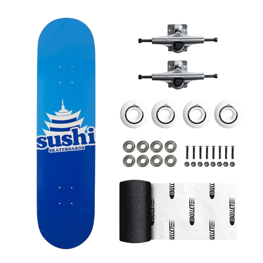 Sushi Pagoda Logo Blue Complete Skateboard Set 8.0"
