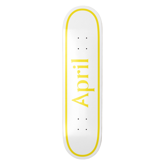 April OG Logo Twin Shape Yellow White Skateboard Deck 8.25"