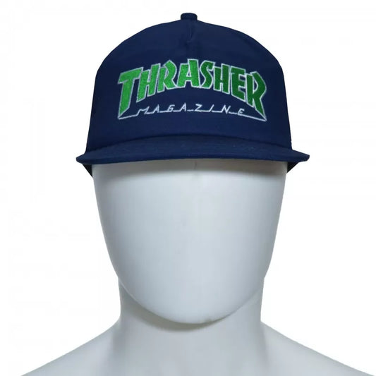 Thrasher Outlined Snapback Cap - Navy Blue