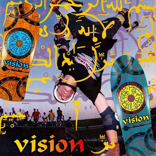 Vision Joe Johnson Hieroglyphics Old School Yellow Skateboard Deck 10.25"
