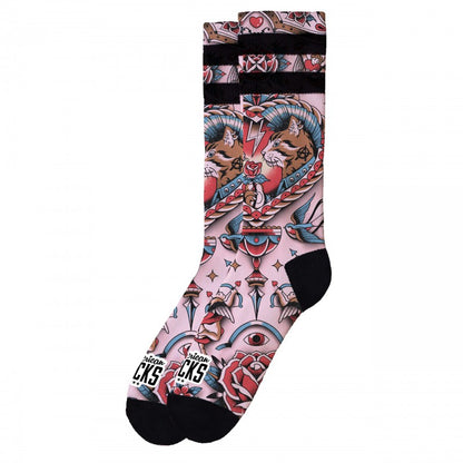 American Socks Feline Hearts Socks - Mid High