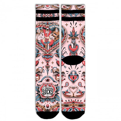American Socks Feline Hearts Socks - Mid High