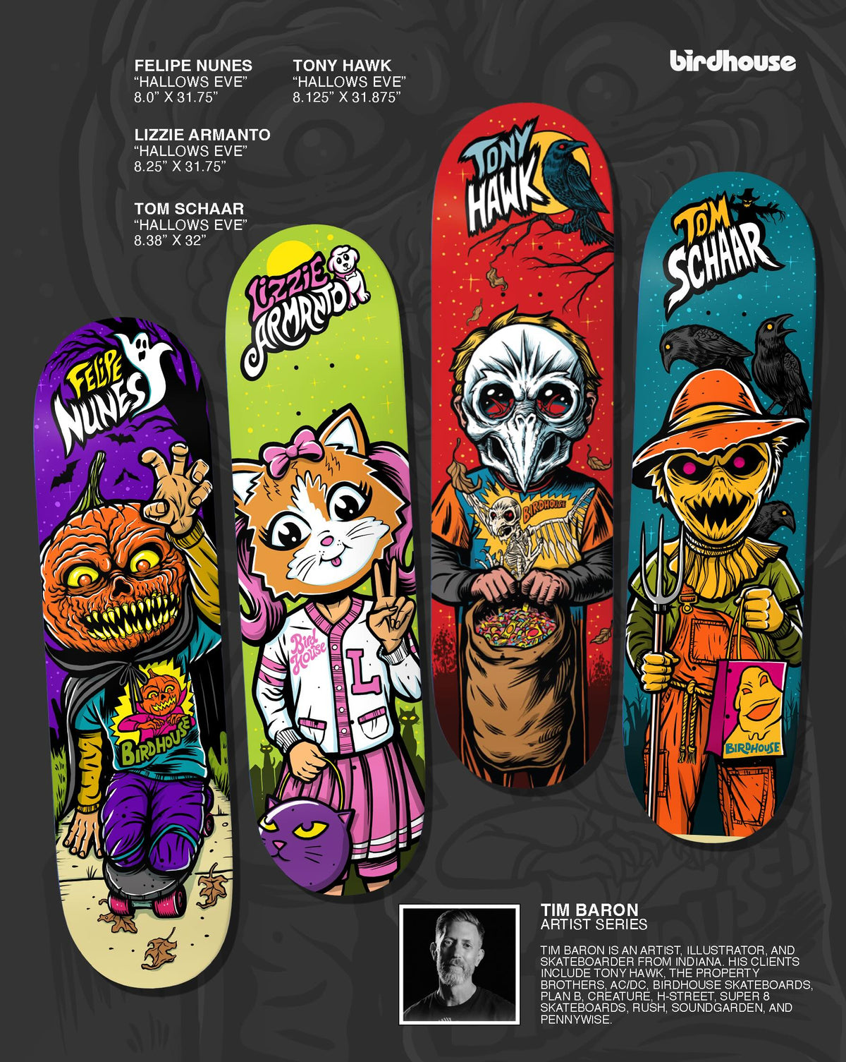 Birdhouse Tom Schaar Hallows Eve Skateboard Deck 8.38"