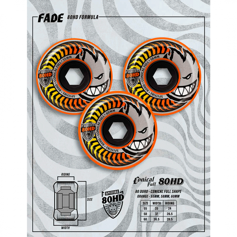 Rodas Spitfire Conical Full Chargers Fade Orange - 55mm 80HD