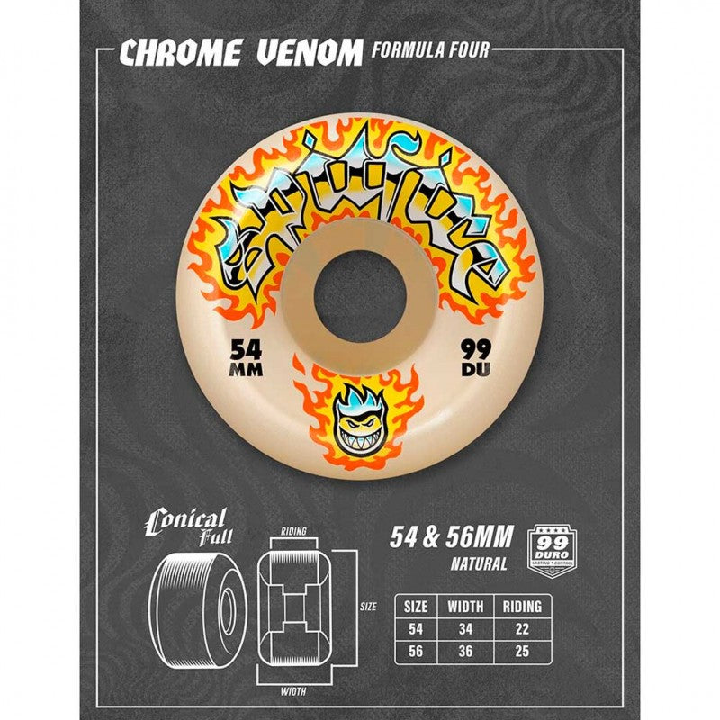 Rodas Spitfire Formula Four Chrome Venom Conical Full - 56mm 99DU