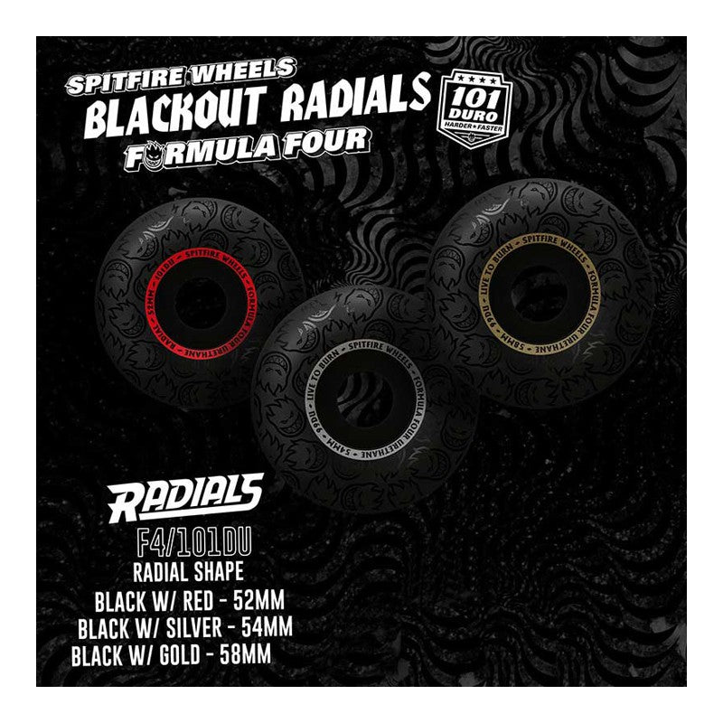Spitfire Formula Four Radials Blackout Black Red 52mm 101DU