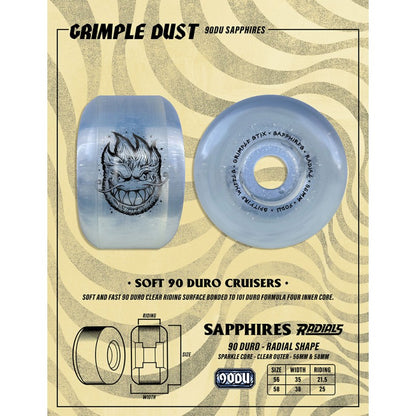 Spitfire x Grimple Stix Sapphire Radials Clear Wheels - 58mm 90DU