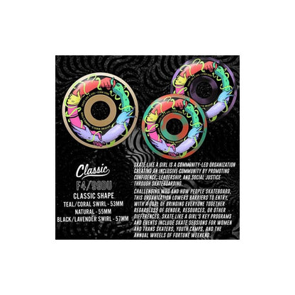 Spitfire X Skate Like A Girl Formula Four Classic Natural Coral 56mm 99Du Skateboard Wheels