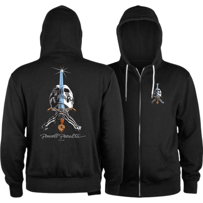 Powell Peralta Zip-Up Hoodie Skull & Sword - Black