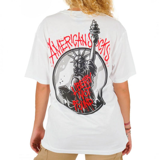 T-shirt American Socks Freedom Is a Lie - Branco