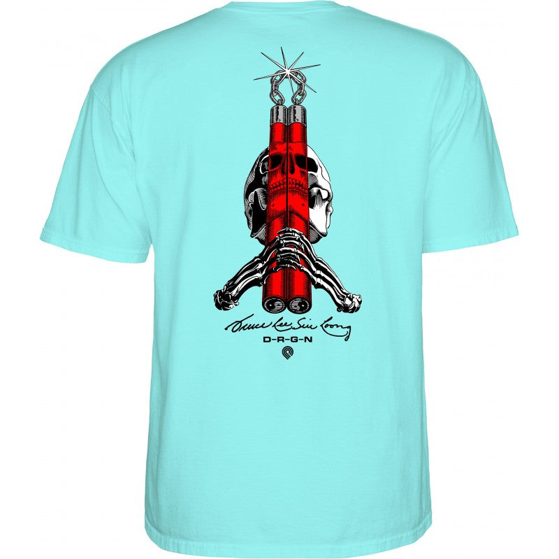 T-Shirt Powell Peralta Skull &amp; Nunchucks Bruce Lee Collab - Celadon