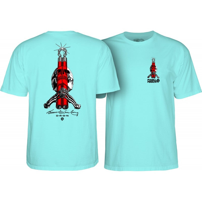 T-Shirt Powell Peralta Skull &amp; Nunchucks Bruce Lee Collab - Celadon