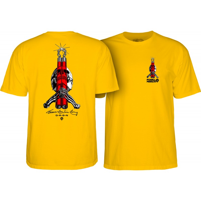 T-Shirt Powell Peralta Skull &amp; Nunchucks Bruce Lee Collab - Daisy Yellow