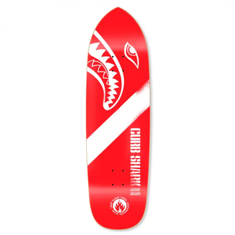 Black Label Jason Adams Curb Shark Red Skateboard Deck 9.5"