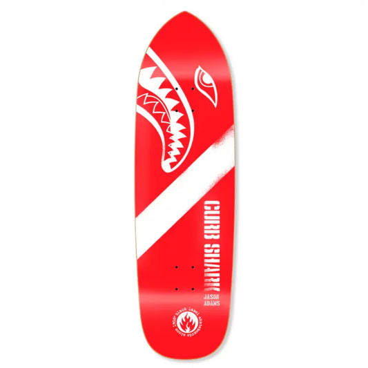 Black Label Jason Adams Curb Shark Red Skateboard Deck 9.5"