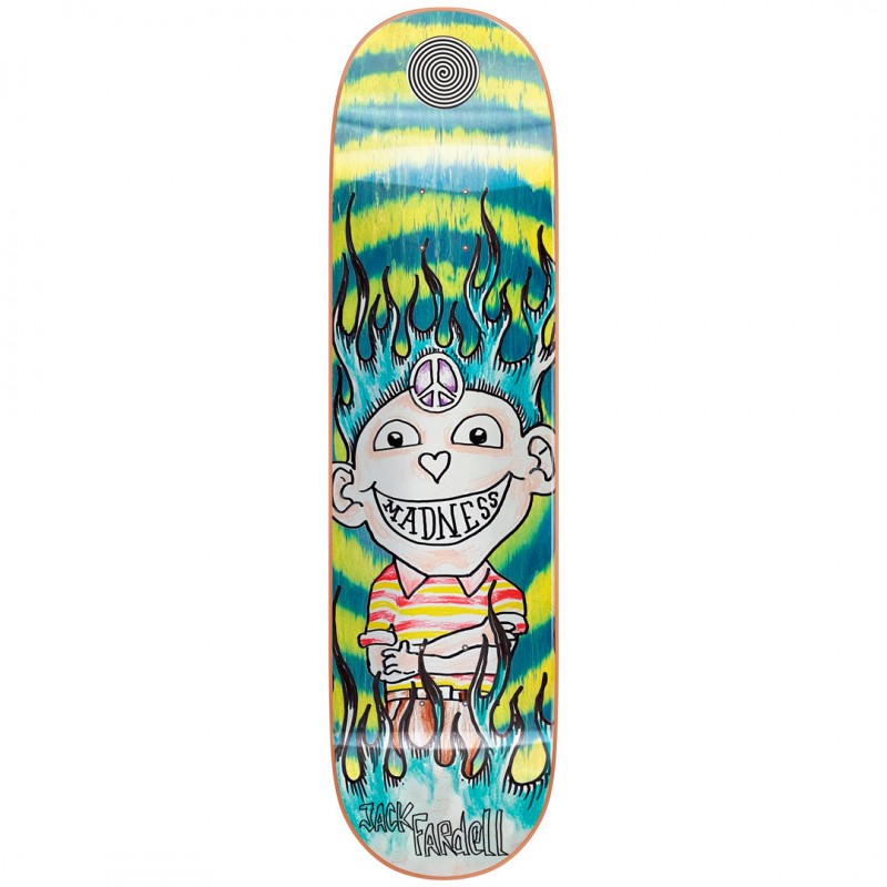 Madness Jack Fardell Gonz Green Swirl Skateboard Deck 8.5"