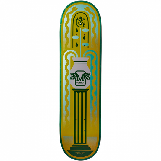 Monarch Diego Najera Fountain Logo Green R7 Skateboard Deck 8.25"