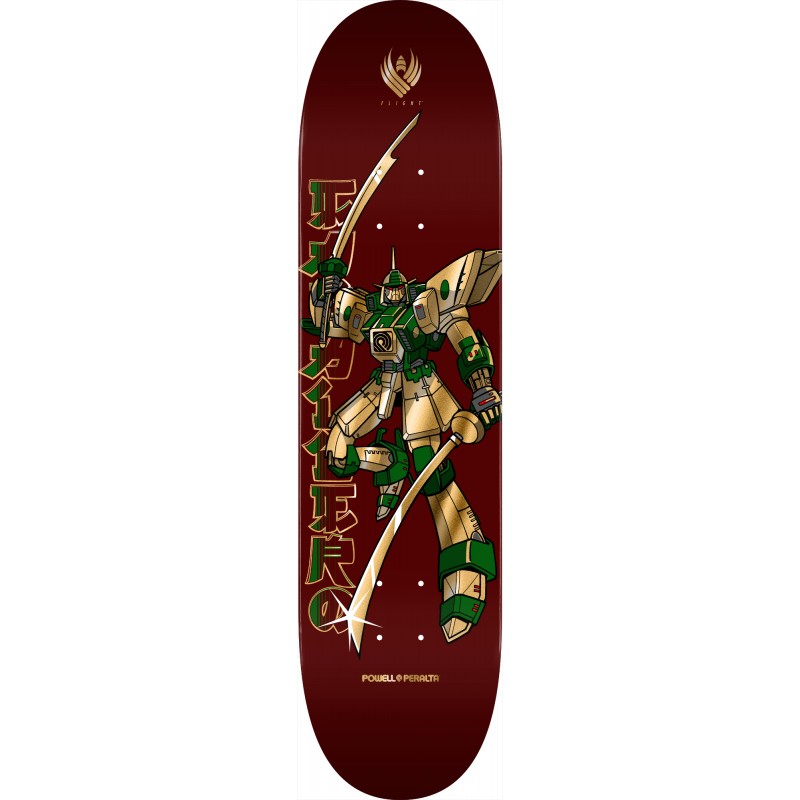 Powell Peralta Flight® Steve Caballero Gundam Burgundy Gold Foil Skateboard Deck 8.25"