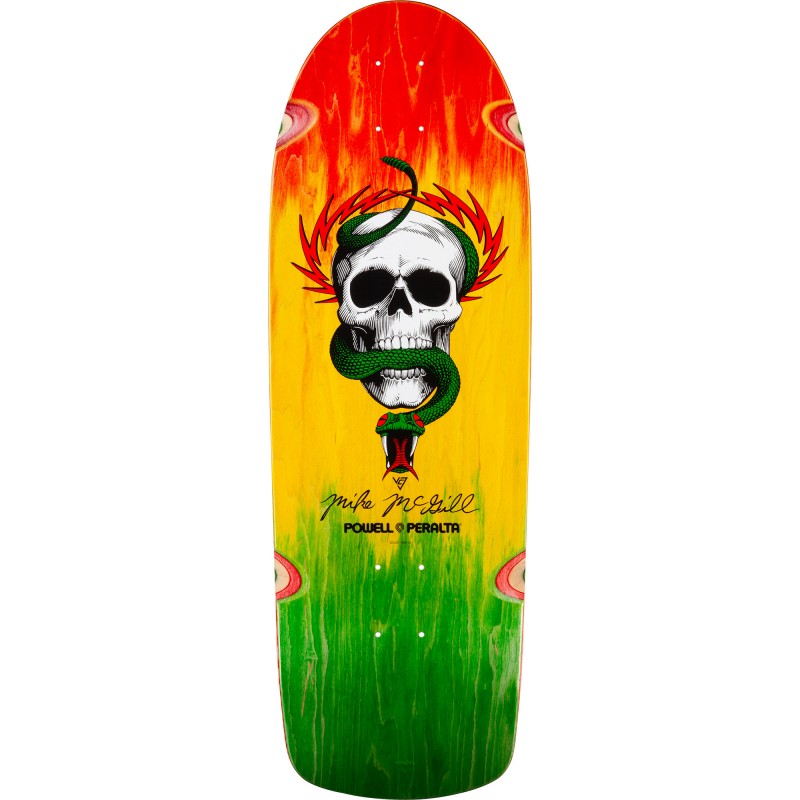 Powell Peralta OG Mike Mcgill Skull &amp; Snake Rasta Fade Skateboard Deck 10"