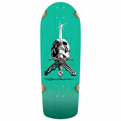 Powell Peralta OG Snub Ray Rodriguez Skull & Sword Teal Stain Skateboard Deck 10"
