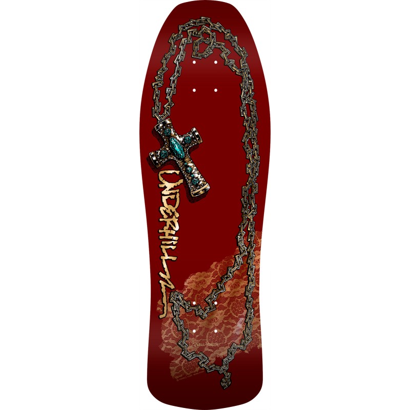 Powell Peralta Ray Underhill Cross Burgundy/Gold Foil Skateboard Deck 9.9"