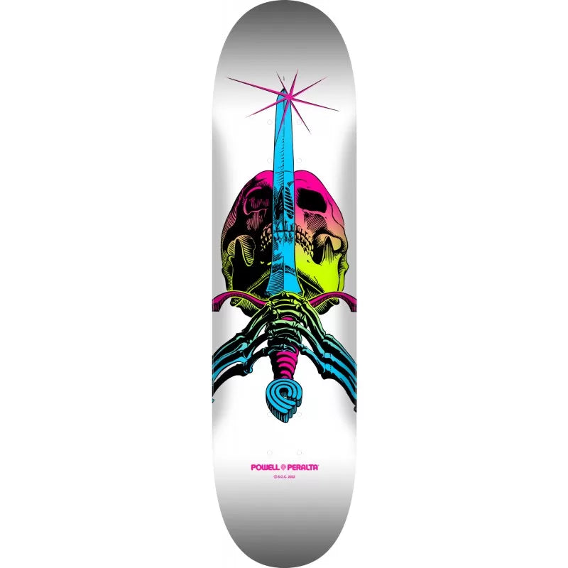 Powell Peralta Skull & Sword Lime Fade/White Skateboard Deck 9.0"