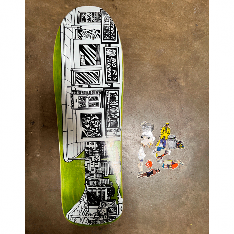Prime Sticker-O-Rama Green Skateboard Deck 9.5