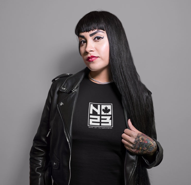 NO23 7Ply Maple Logo Black T-Shirt