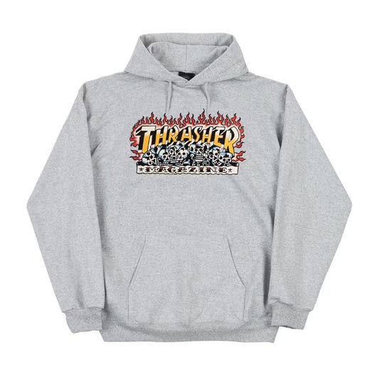 Thrasher Krak Skulls Heather Gray Hoodie Sweatshirt