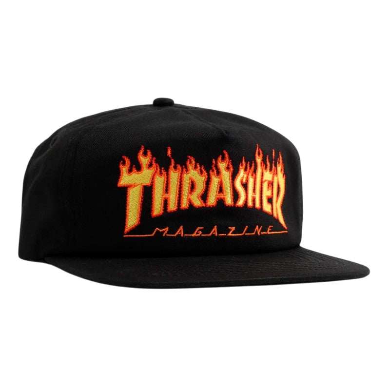 Thrasher Flame Logo Embroidered Cap - Black