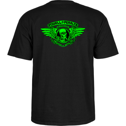 Powell Peralta Winged Ripper T-Shirt - Green Blacklight