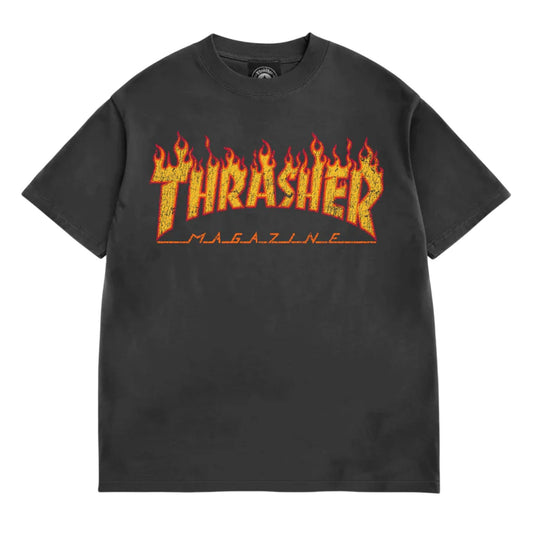 T-Shirt Thrasher Flame Vintage - Black