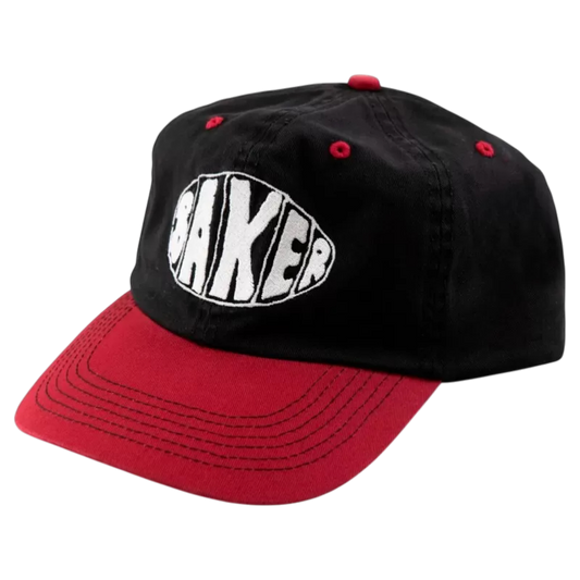 Baker Sprayed Oval Snapback Cap - Black Red