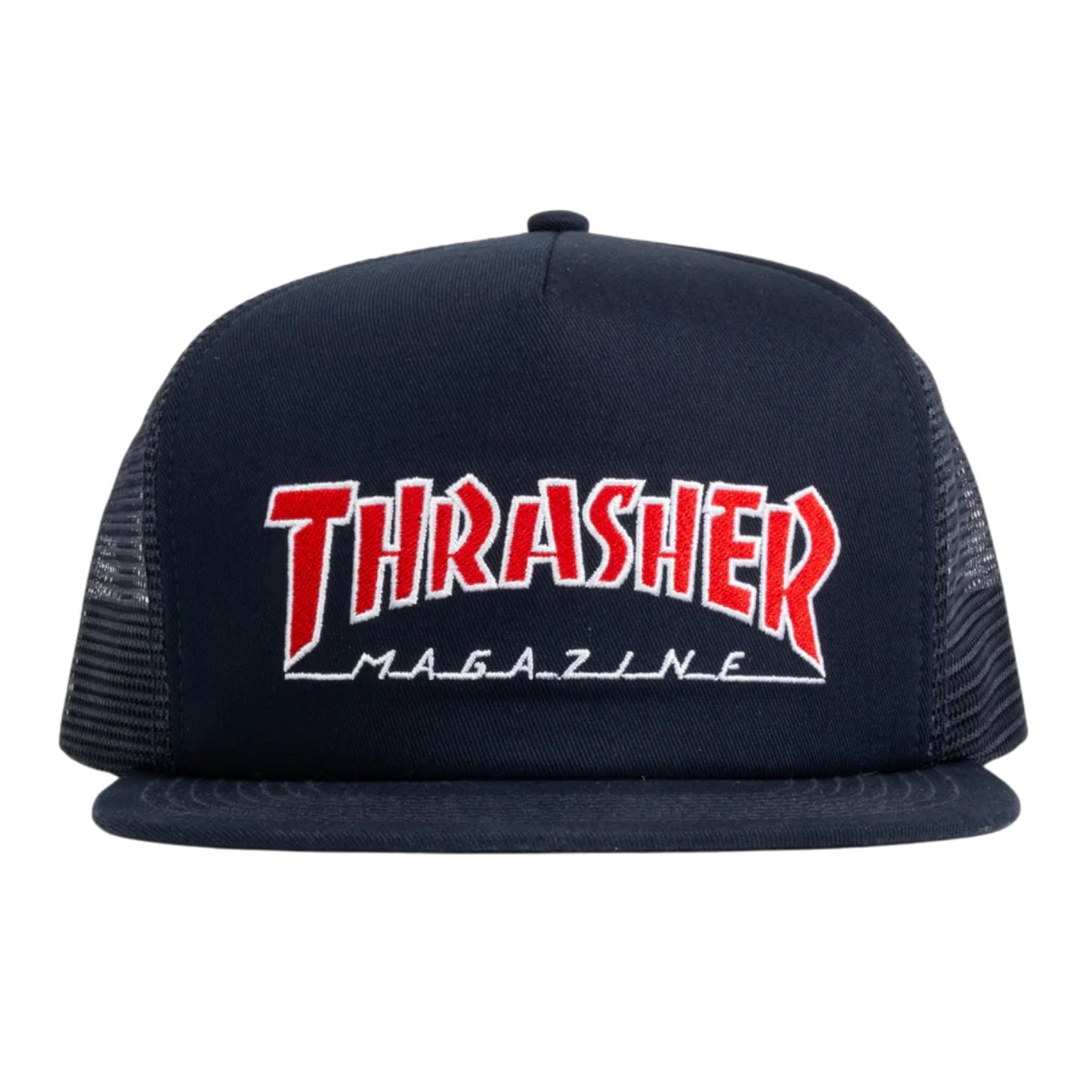 Thrasher Embroidered Outlined Mesh Cap - Navy Blue