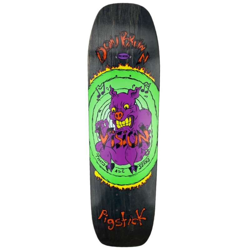 Vision Don Brown Pig Stick 2 Black Stain Skateboard Deck 8.75"