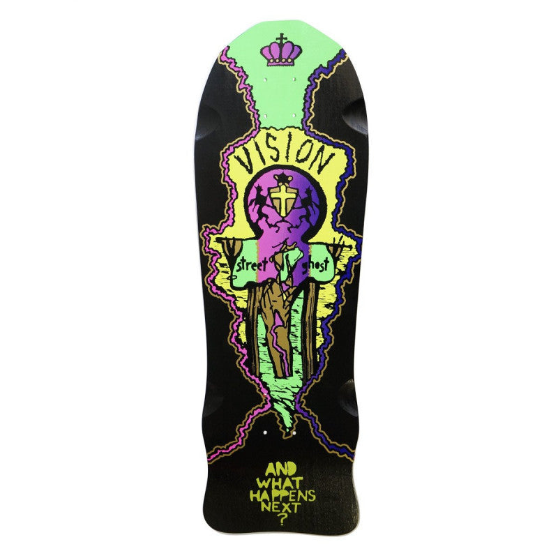 Vision Street Old Ghost Old School Black Dip Neon Skateboard Deck 9.75"
