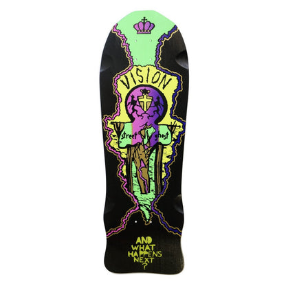 Vision Street Old Ghost Old School Black Dip Neon Skateboard Deck 9.75"